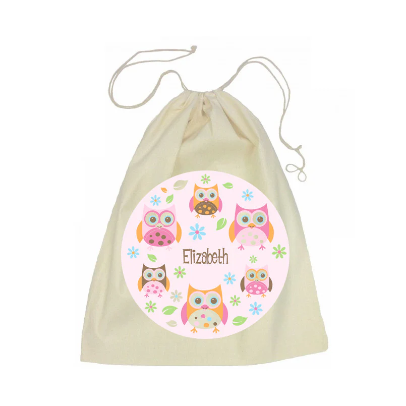 Calico Drawstring Bag - Owl