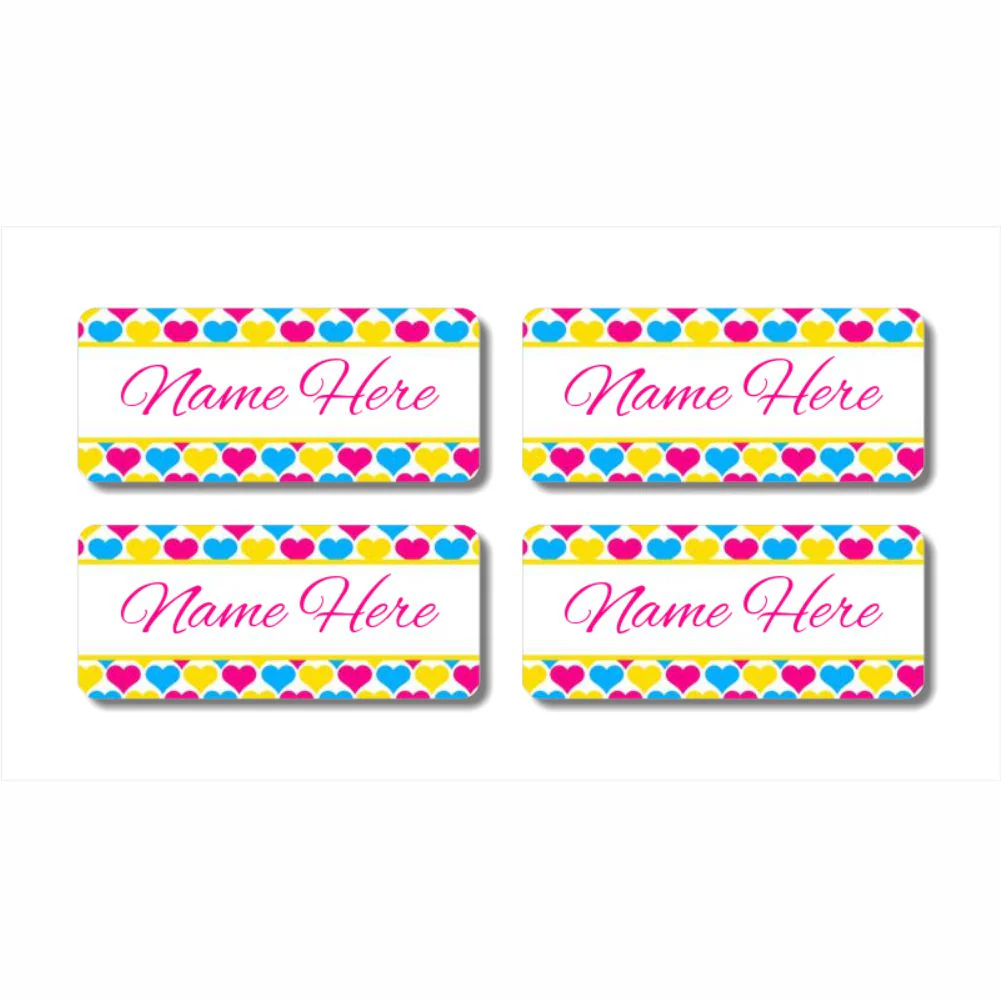 Heart Rectangle Name Labels 32pk