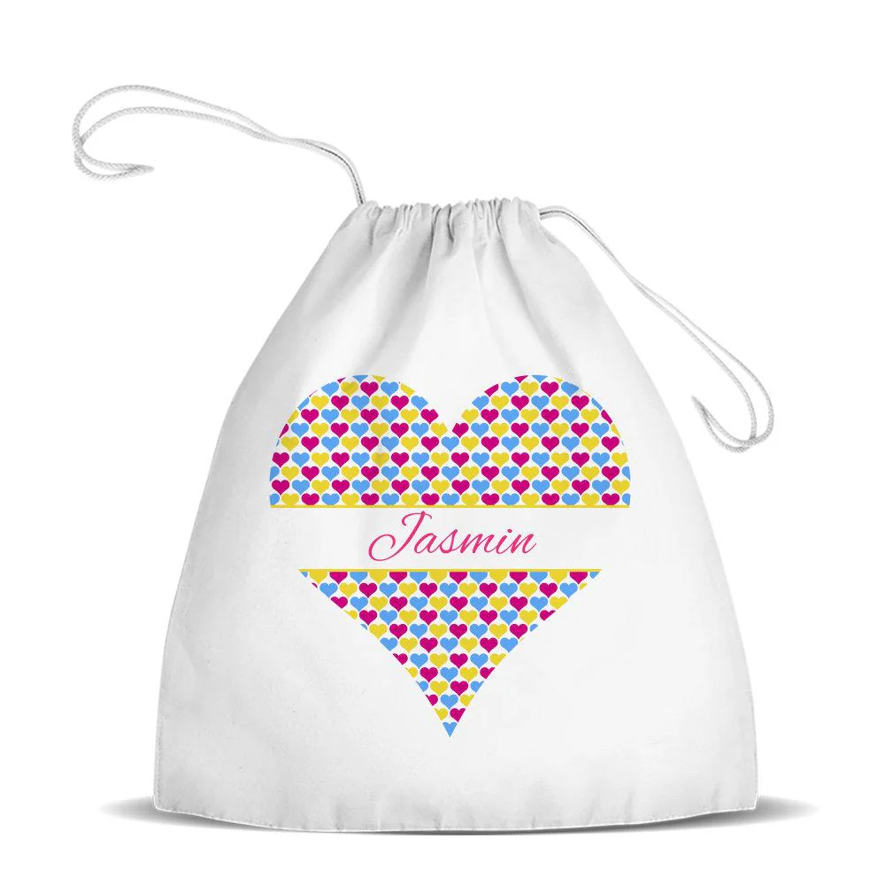 Heart Premium Drawstring Bag