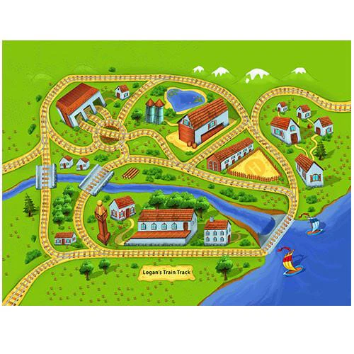 Large Train Play Blanket