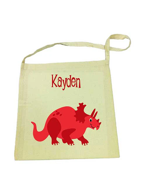 Calico Tote Bag - Red Dinosaur