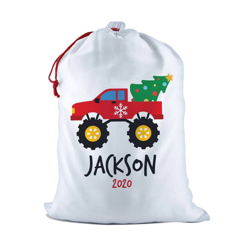 Monster Truck White Santa Sack