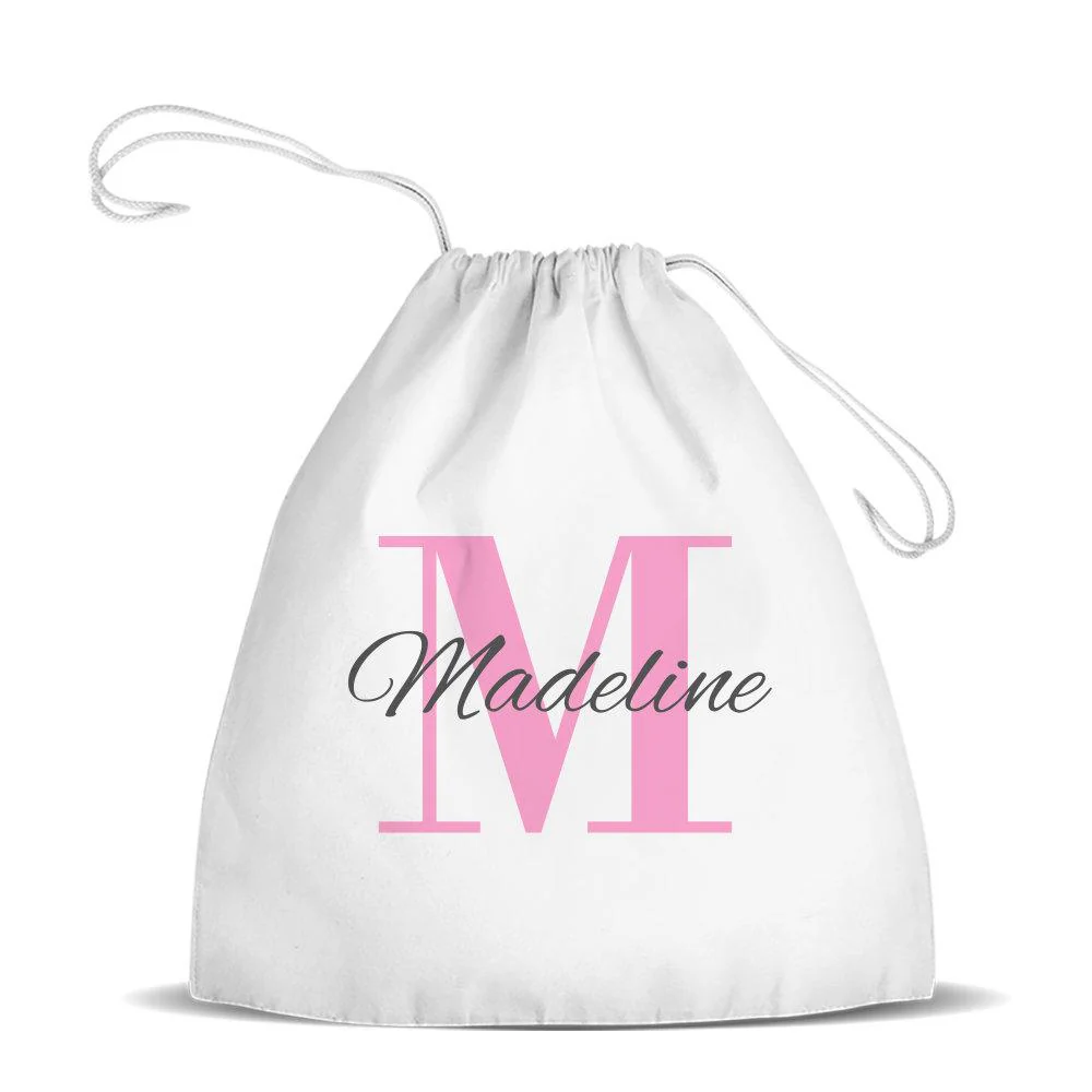 Pink Monogram Premium Drawstring Bag
