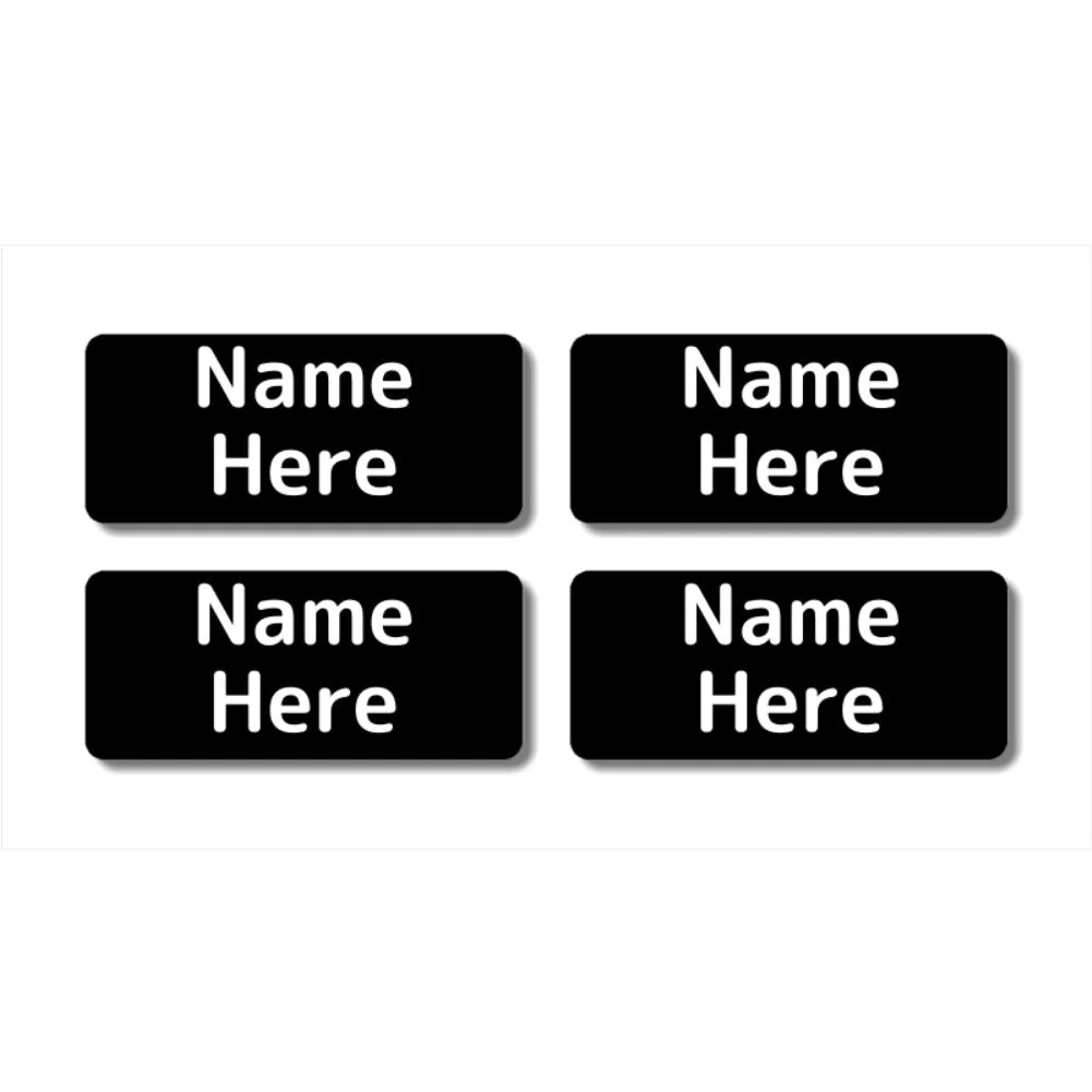 Single Colour Rectangle Name Labels 32pk
