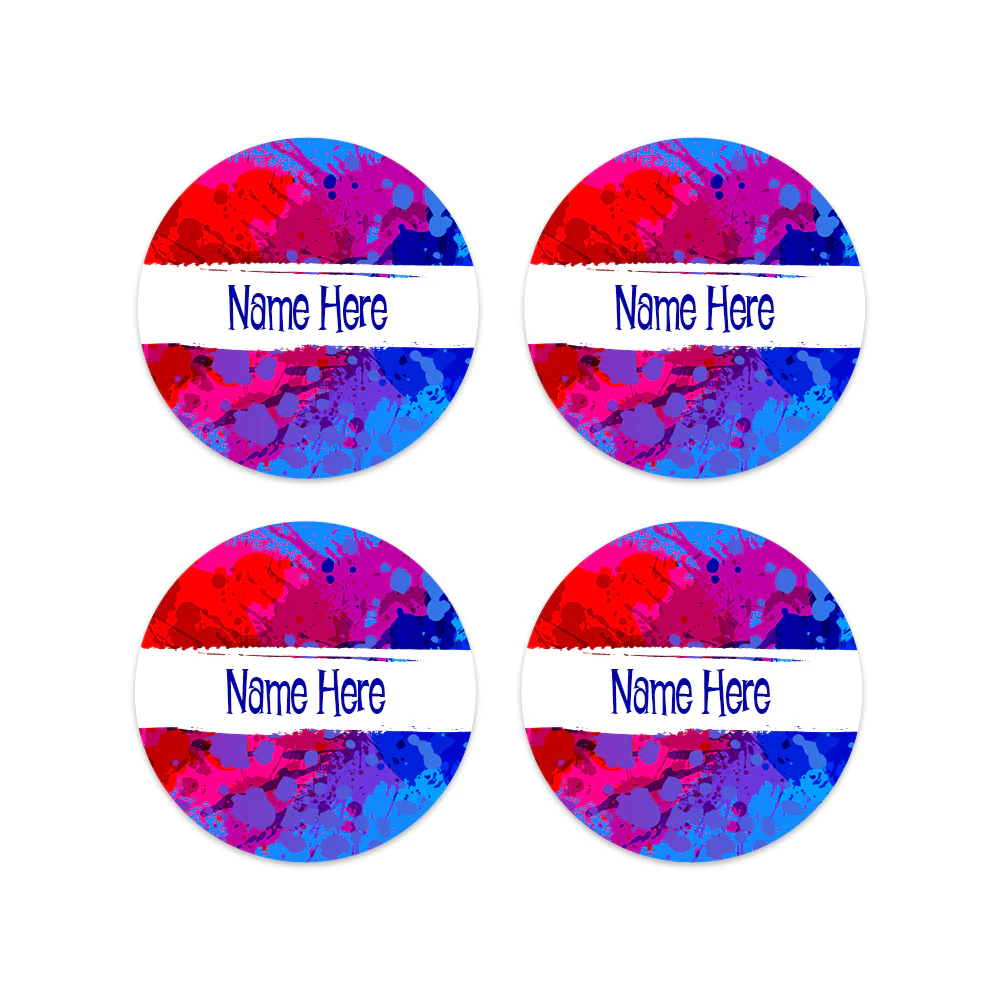 Splatter Round Name Labels 30pk
