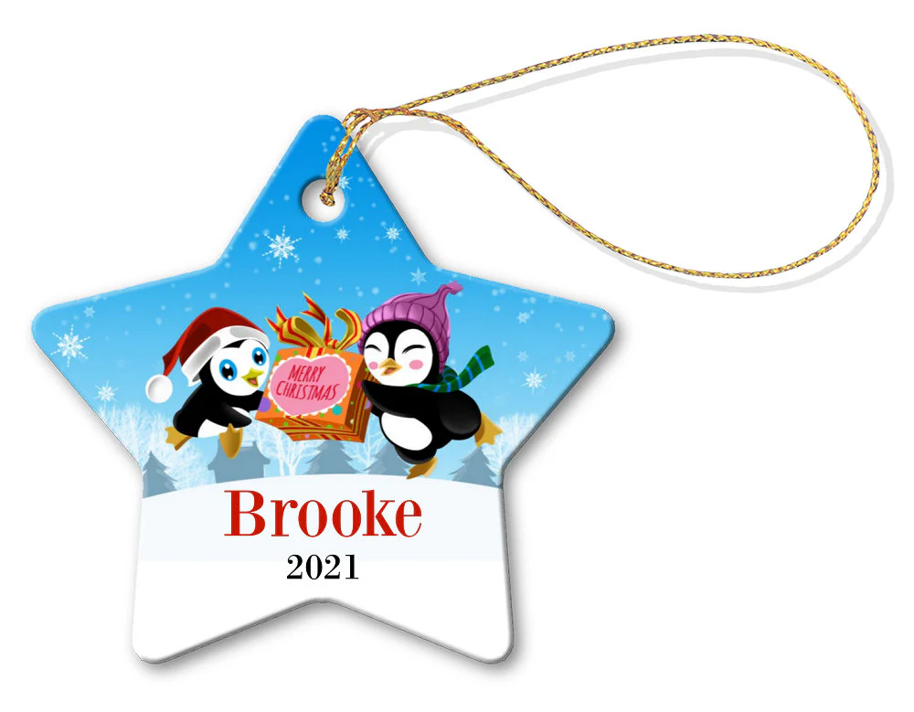 Two Penguins Star Decoration