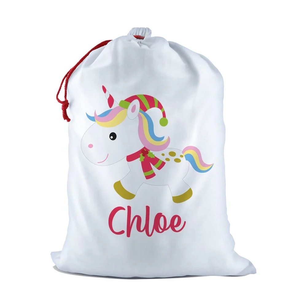 Unicorn White Santa Sack