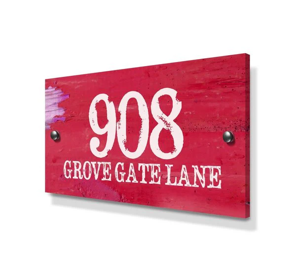Weathered Pink Beach House Effect Large Metal House Sign